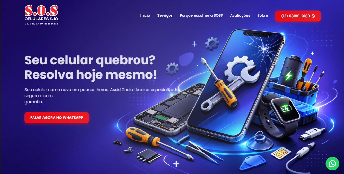 Landing page de assistência técnica de celulares
